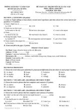 Đề giao lưu HSG Tiêng Anh 7 câp huyên, Quang Xương đê thi + đap an + file nghe + transcripts
